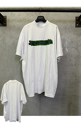 バレンシアガブランドコピー スプリンググリーンテープ 半袖Tシャツ