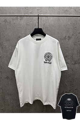 クロムハーツブランドコピー 新モデルアメリカンスタイルのアップリケ刺繍りカップル半袖Tシャツ