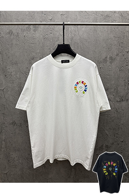 クロムハーツ クラシックアメリカンスタイルのアップリケ刺繍りカップル半袖Tシャツ