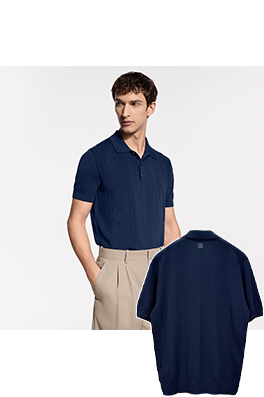 ルイヴィトン くり抜きジャカード織りの半袖ポロシャツ