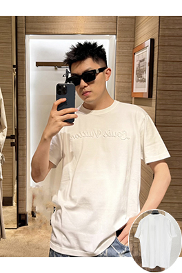 ルイヴィトンコピー 刺繍ロゴ入り半袖Tシャツ