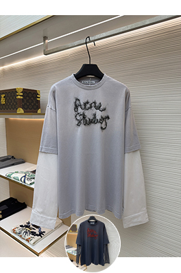 アクネストゥディオズ Acne Studios レトロスタイルのレイヤード風ツーピースロゴ入り長袖シャツ