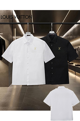 ルイヴィトン LV 胸に刺繍ロゴが入ったクラシックな半袖シャツ
