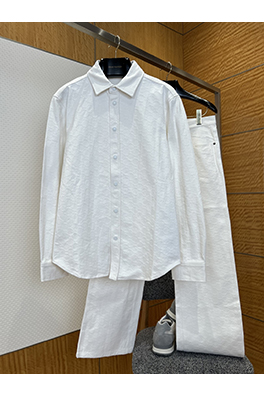 グッチスーパーコピー 全面プリントのジャカード織り長袖襟付きシャツとパンツのスーツ