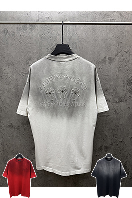 クロムハーツ アメリカンスタイルのウォッシュアップリケ刺繍りカップル半袖Tシャツ