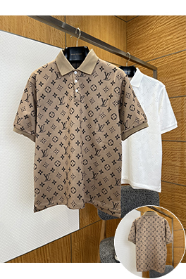 ルイヴィトン クラシックなモノグラムプリントの半袖ポロシャツ