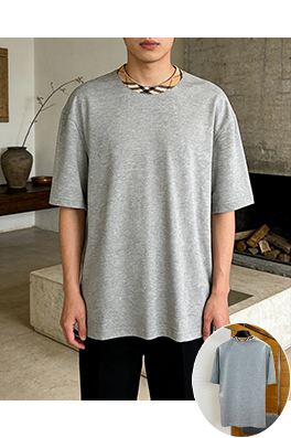 バーバリー チェック柄の襟カラーブロックデザインのクルーネック半袖Tシャツ