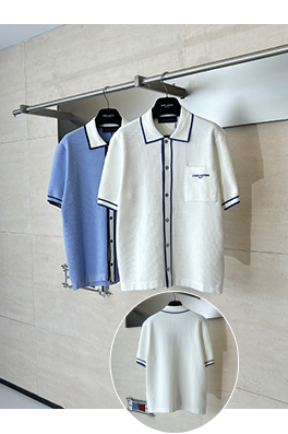 ルイヴィトンブランドコピー ワッフルプリントのカラーブロックニット半袖カーディガン