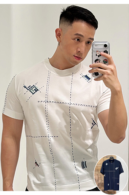 フェンディ カラーブロック刺繍り半袖Tシャツ