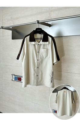 ルイヴィトンブランドスーパーコピー LOUIS VUITTON 新作カラーブロック織りリボンロゴ入り半袖シャツ