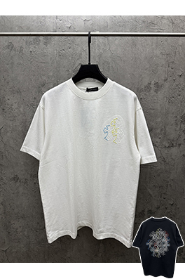 クロムハーツ アメリカンスタイル カラフルな立体の刺繍りカップル半袖Tシャツ