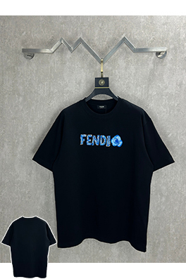 フェンディコピー FENDI 花柄グラデーション刺繍ラウンドネック半袖Tシャツ