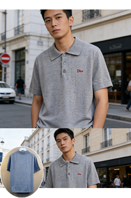 ディオール Dior 新モデルロゴ刺繍りニット半袖ポロシャツ