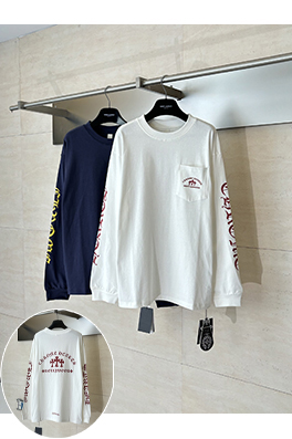 クロムハーツ サンスクリット文字のロゴ入りクロスプリント長袖シャツ