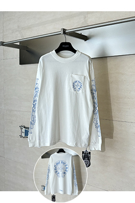 クロムハーツブランドコピー 新モデルサンスクリット文字のロゴ入りクロスプリント長袖シャツ