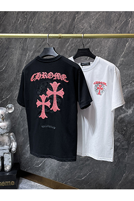 クロムハーツ クロスと蹄鉄の二重の刺繍り半袖Tシャツ