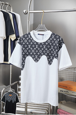 ルイヴィトンブランドコピー 新作パッチワーク半袖Tシャツ