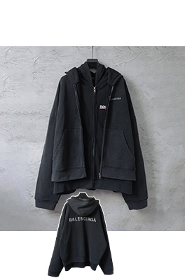 バレンシアガ Balenciaga ヘビーウェイトのツーピースクラシックなロゴ入りコカコーラ刺繍りウォッシュジップアップフード付きスウェットジャケット