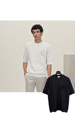 エルメスブランドスーパーコピー Hermes 刺繍アップリケ付き半袖Tシャツ