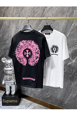 クロムハーツ カラフルなダブルプリントのホースシュークロス刺繍スプラッター半袖Tシャツ