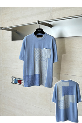 ルイヴィトンスーパーコピー Monogram ジャカードパッチワークニット半袖Tシャツ