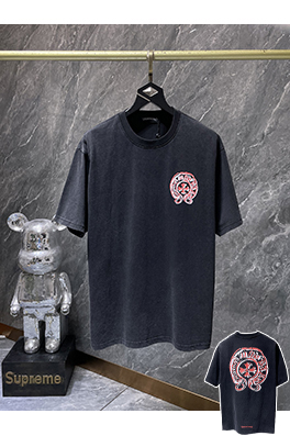 クロムハーツコピー グラフィティホースシュー手描きウォッシュ半袖Tシャツ