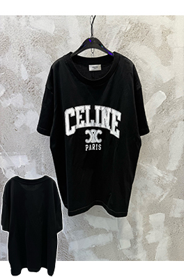 セリーヌコピー CELINE 新作プリントロゴ入りクルーネック半袖Tシャツ