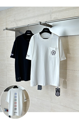 クロムハーツブランドコピー レインボーホースシューロゴ入り半袖Tシャツ