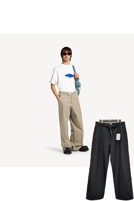 バレンシアガ ドローストリングウエストバンドのカジュアルパンツ