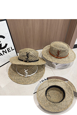 サンローラン クラシックな中空の昔ながらの麦わら帽子