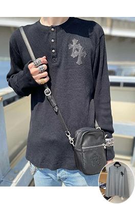 クロムハーツ パッチワークヘンリーネックワッフルスウェットシャツ