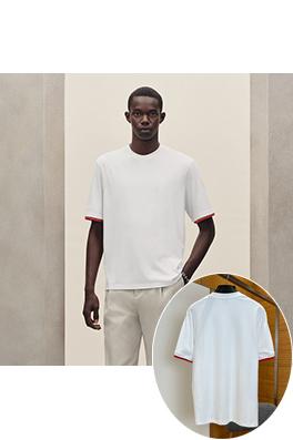 エルメス 袖口にコントラストステッチがされた半袖Tシャツ