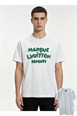 ルイヴィトンブランドコピー クラシックなチャンキーニットの刺繍入りクルーネック半袖Tシャツ