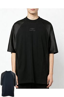 バレンシアガブランドスーパーコピー BALENCIAGA 刺繍入りラグランパッチワーク半袖Tシャツ