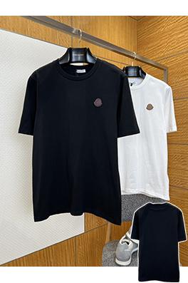 モンクレールブランドコピー クラシックロゴ レザーラベル クルーネック 半袖Tシャツ