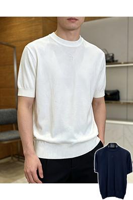 フェンディ ダブルF柄刺繍入りクルーネックニット半袖Tシャツ