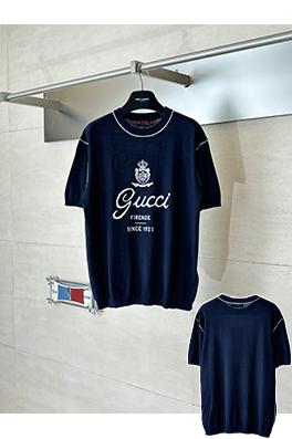 グッチブランドスーパーコピー Gucci Firenze SINCE 1921 ロゴ入り半袖ニットセーター