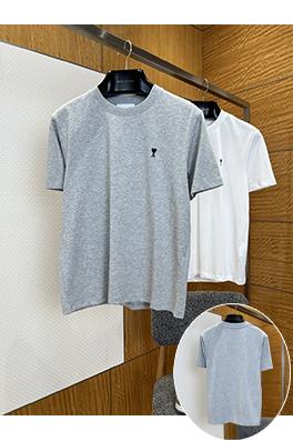 アミ ハート型のAの刺繍入りクルーネック半袖Tシャツ