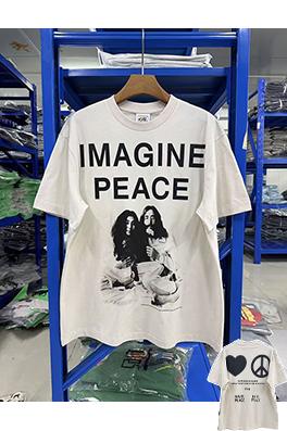 セントマイケルブランドコピー IMAGINE PEACE セメントホワイト カジュアル半袖Tシャツ