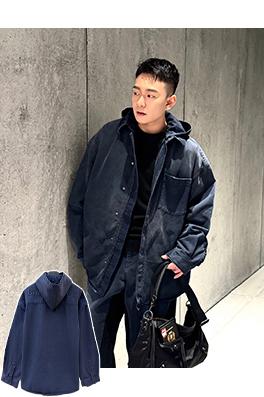 バレンシアガ BALENCIAGA シャツカラーのフード付きデニムジャケット