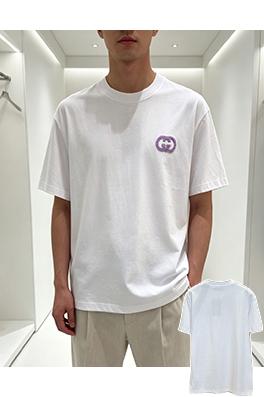 グッチブランドスーパーコピー 刺繍入りダブルGロゴ入りシンプルカジュアル半袖Tシャツ