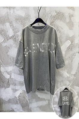 バレンシアガコピー クラシックなウォッシュのグレーのマスキングテープ風ダメージ半袖Tシャツ