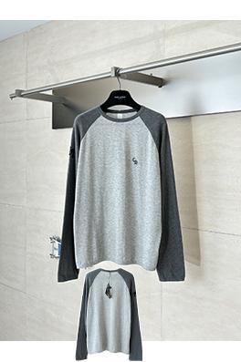 クロムハーツ カラーブロックレザー刺繍入り長袖シャツ