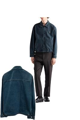 プラダスーパーコピー 三角形のロゴが入ったウォッシュドデニムジャケット
