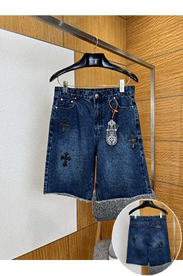 クロムハーツ クロス柄のカジュアルデニムショートパンツ