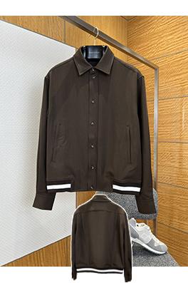 ロエベ カラーブロックのリブ編みラペルカジュアルジャケット