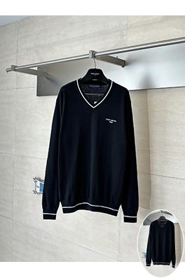 ルイヴィトン Louis Vuitton プレッピーなVネックカラーブロックのレターロゴ刺繍入りニット長袖シャツ
