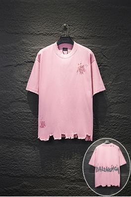 バレンシアガ BALENCIAGA ダメージのグラフィティ刺繍入り半袖Tシャツ