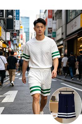 ルイヴィトン LOUIS VUITTON 文字バッジトリム付きチェック柄ジャカードニットショーツ