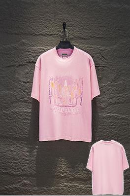 バレンシアガ BALENCIAGA クラシックな白インクのダイレクトプリント半袖Tシャツ
